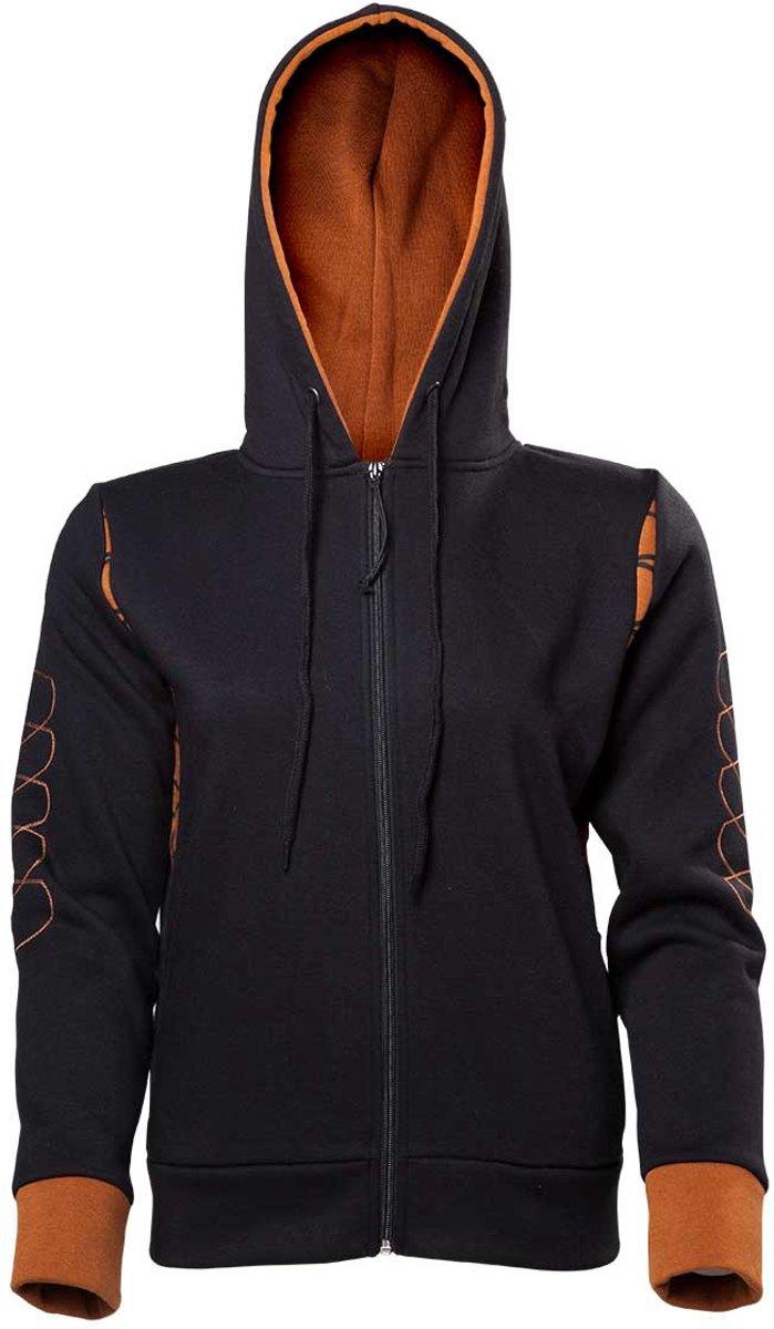 Assassins Creed - Back Logo dames hoody vest met capuchon en rug print zwart/bruin - XS - Games film merchandise